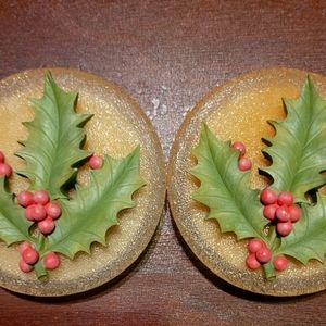 (2) Poinsettia Christmas Candle Toppers
